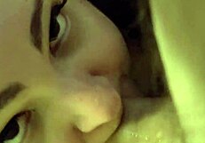 Girl gags deep on daddy's throbbing cock!