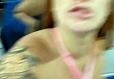 flashing my tits in a slutty short skirt like a naughty exhibitionist