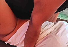 damn this chubby indonesian maid's tight shaved pussy takes my monster cock creampie rough in bedroom