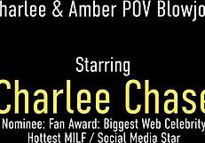 Milf Charlee Chase and Amber Sativa uhh mouth fuck to swallow that hot cumshot together