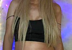 Transexual jerks her thick cock dressed sexy