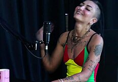 Brunette and blonde strip after sharing mansion stories