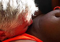 Flower's Juicy Ebony Pussy Gets Dripping Wet Lick at Pool by Daddy