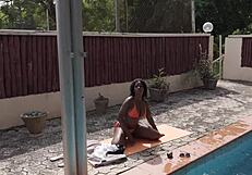 Flower's Juicy Ebony Pussy Gets Dripping Wet Lick at Pool by Daddy