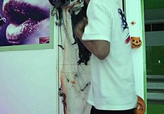 hey babe caught this guy at halloween party now riding his cock hard