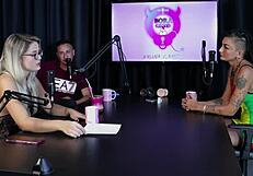 Brunette and blonde strip after sharing mansion stories