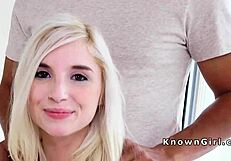 petite blonde girlfriend banged by friend's huge monster cock