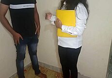 SECRETARY BENDS OVER IN OFFICE BATHROOM. BOSS FUCKS HER HARD FOR SALARY RAISE DIRTY HINDI