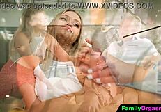 A blonde teen's quick mouth fuck tempts step daddy's naughty urges