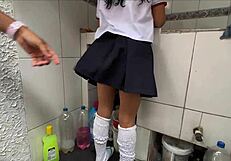 stepdaughter shakes juicy ass in tight school uniform