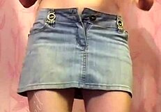 Cute brunette dances exposing small tits pretty pussy miniskirt stockings leggings thong juliaveil