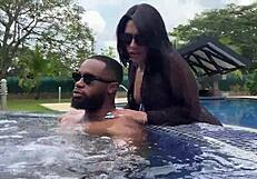 Amateur latina milf Kylei Ellish drilled by monster black cock in jacuzzi