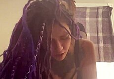 Purple dreadlock latina submits to black master's rough monster cock pounding