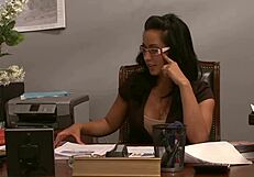 Secretary Isis Love takes monster cock deep in fishnets and heels