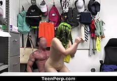 security guard hammers teen perp pussy in garage pov