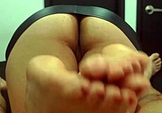 My horny latina milf roommate jerks cock with heels footjob cumshot