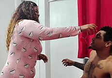 lazy stepdaughter answers stepdad and he blasts milk all over her face after rough fuck