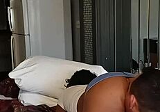 sexy curvy honey didn't know she was on her cycle so her pussy lick got messy