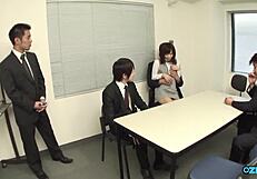 shy secretary takes gangbang cum from office crew