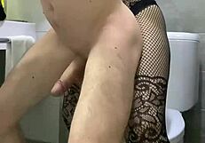 Wife fucks husband hard in toilet and licks ass