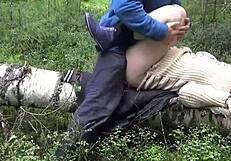 Forest Sex Legs Up with Curvy Milf Legs Spread Wide