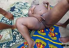 Village amateur bends over kitchen counter for ebony cowgirl ride