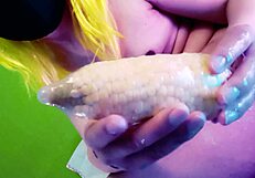Tranny Maddy Diamond Masturbates Shaved Ass with Corn Till Explosive Cum Trailer