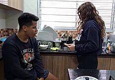Colombian beauty's perfect pussy tempts stepbrother into forbidden fuck on her bed.