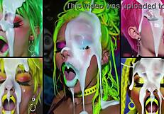 Redhead futanari whores blow loads, creampie faces, cum in heels compilation