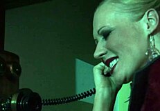 elegant milf in fishnets and heels gets her shaved pussy gaped by monster cock doggystyle