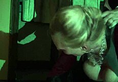 elegant milf in fishnets and heels gets her shaved pussy gaped by monster cock doggystyle