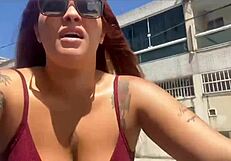 she bikes without panties and her pussy gets all sweaty from the ride