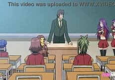 Teacher pounds pregnant student's big tits hentai!