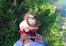 Petite Hottie Lost In Woods Sucks Monster Cock Sloppy After Rescue