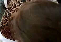 french milf in red satin leopard bodysuit black leather pants heels deepthroats rims doggystyle pov – straight full view!