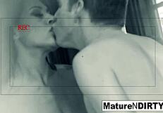 Secretly Caught Brunette MILF Fingers Pussy Then Rides Cock