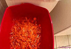 Pissing Hot Streams on Fresh Carrots for Your Dirty Feast