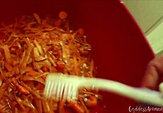 Pissing Hot Streams on Fresh Carrots for Your Dirty Feast