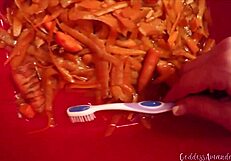 Pissing Hot Streams on Fresh Carrots for Your Dirty Feast