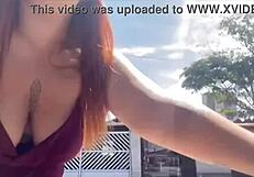 she bikes without panties and her pussy gets all sweaty from the ride