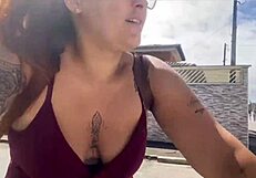she bikes without panties and her pussy gets all sweaty from the ride