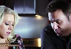 Sweet all natural brunette deepthroats thick cock slurps moans wild cowgirl ride