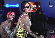 sara blonde pornstar takes two huge cocks after stream rough pov