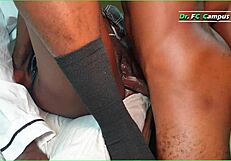 Creamy Ebony Teen Spreads on Desk for Teacher's Massive Cock Pounding Hardcore Style