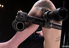 Bound slave's pierced nipples twisted and tormented in hardcore bondage