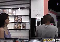 busty michele james slurps huge bbc at gloryhole