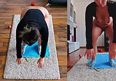BIG ASS MILF SPREADS FAT CHEEKS IN NAKED YOGA WORKOUT!