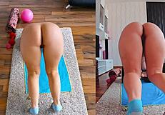 BIG ASS MILF SPREADS FAT CHEEKS IN NAKED YOGA WORKOUT!