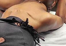 simz561 spreads curvy ebony ass as clothes rip for wet pussy pounding