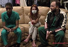 Soccer Star's Tanned Shaved Pussy Examined In Latex Nurse Gloves Fetish